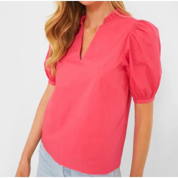 TUCKERNUCK Hyacinth House Watermelon Pink Ruffle Leigh Blouse NWT Size XXS - Picture 2 of 8